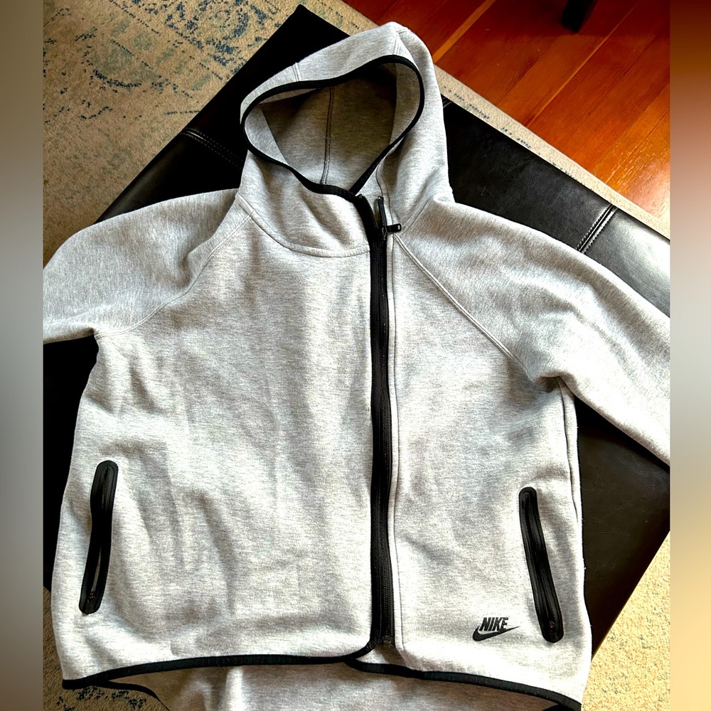 NIKE ZIP UP HOODIE HEATHER GRAY/BLACK size M